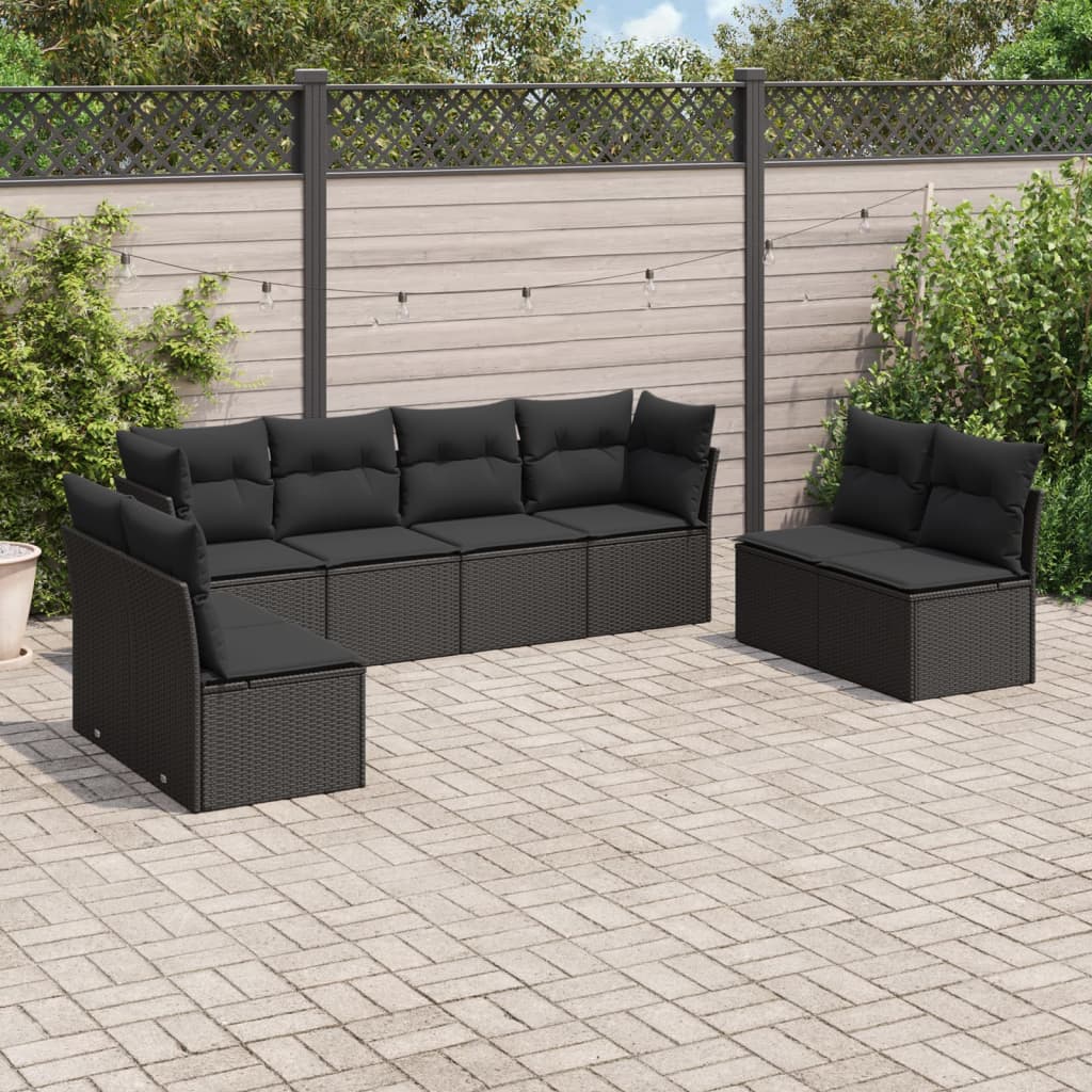 Set Divani da Giardino con Cuscini 8 pz Nero in Polyrattancod mxl 111374