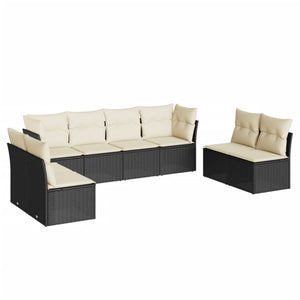 Set Divani da Giardino con Cuscini 8 pz Nero in Polyrattan 3249285