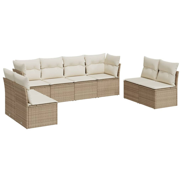 Set Divano da Giardino 8 pz con Cuscini Beige in Polyrattan 3249287