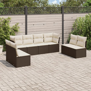 Set Divani da Giardino 8 pz con Cuscini Marrone in Polyrattancod mxl 111373