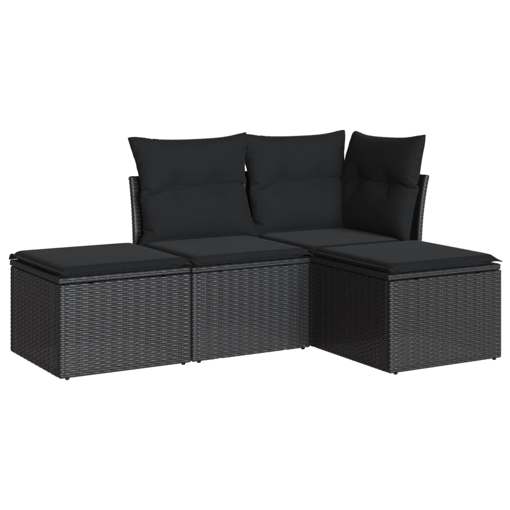 Set Divani da Giardino 4 pz con Cuscini Nero in Polyrattancod mxl 87610