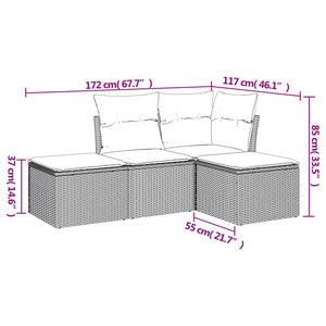 Set Divano da Giardino 4 pz con Cuscini Beige in Polyrattancod mxl 113387