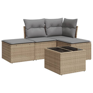 Set Divano da Giardino 5 pz con Cuscini Beige in Polyrattancod mxl 87616