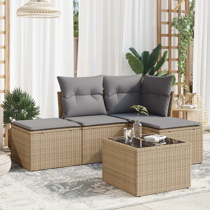 Set Divano da Giardino 5 pz con Cuscini Beige in Polyrattancod mxl 87616