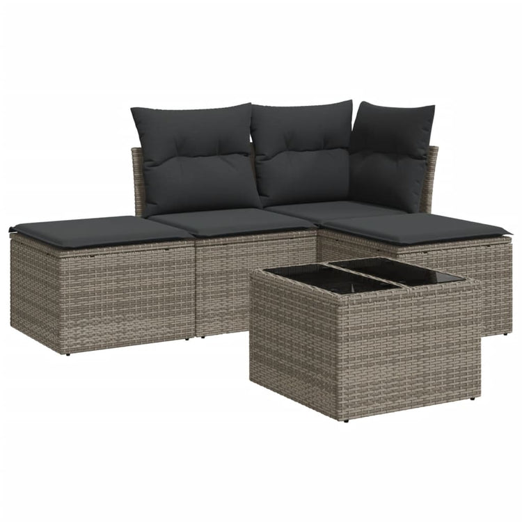 Set Divano da Giardino 5 pz con Cuscini Grigio in Polyrattan 3249329