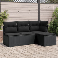 Set Divani da Giardino 4 pz con Cuscini Nero in Polyrattancod mxl 113539