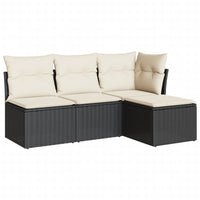 Set Divani da Giardino 4 pz con Cuscini Nero in Polyrattan 3249335