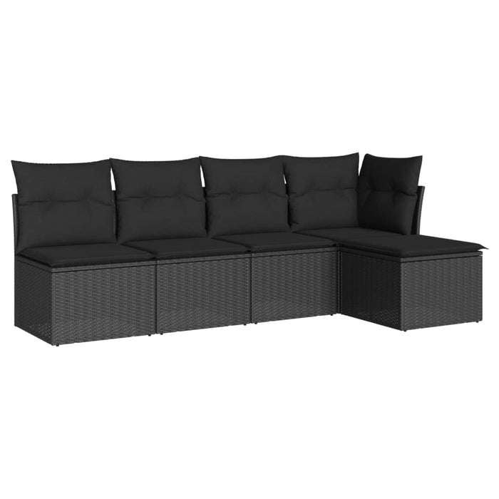 Set Divani da Giardino 5 pz con Cuscini in Polyrattan Nero 3249354