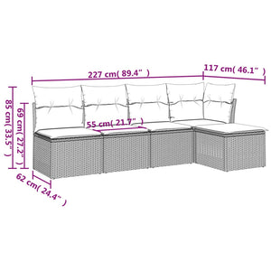 Set Divani da Giardino 5 pz con Cuscini in Polyrattan Nero 3249354