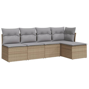 Set Divano da Giardino 5 pz con Cuscini Beige in Polyrattan 3249358