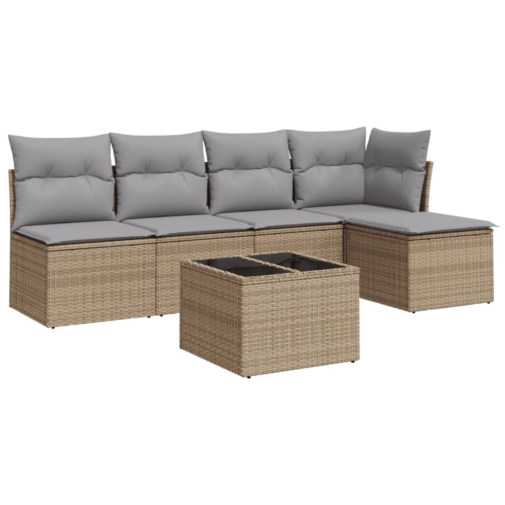 Set Divano da Giardino 6 pz con Cuscini Beige in Polyrattancod mxl 87611