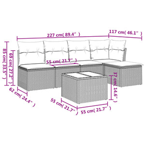 Set Divano da Giardino 6 pz con Cuscini Beige in Polyrattancod mxl 87611