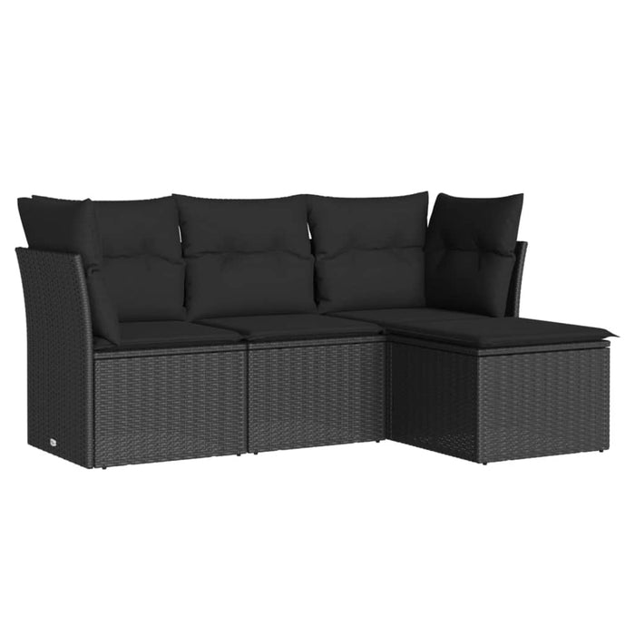 Set Divani da Giardino 4 pz con Cuscini Nero in Polyrattancod mxl 111609