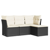 Set Divani da Giardino 4 pz con Cuscini Nero in Polyrattan 3249375