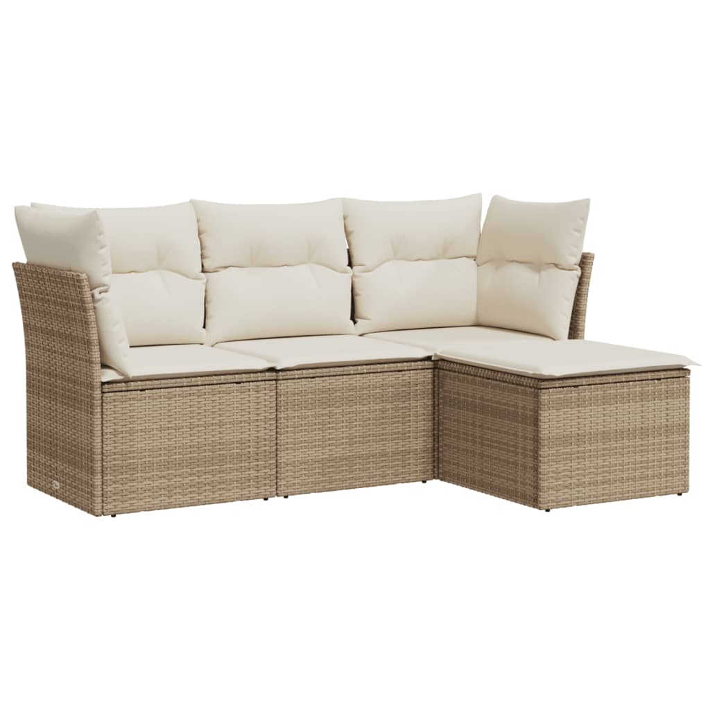 Set Divano da Giardino 4 pz con Cuscini Beige in Polyrattancod mxl 87621