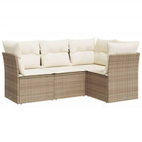 Set Divano da Giardino 4 pz con Cuscini Beige in Polyrattan 3249417