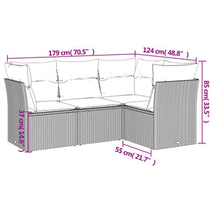 Set Divano da Giardino 4 pz con Cuscini Beige in Polyrattan 3249417