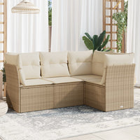 Set Divano da Giardino 4 pz con Cuscini Beige in Polyrattan 3249417