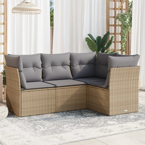 Set Divano da Giardino 4 pz con Cuscini Beige in Polyrattancod mxl 111271