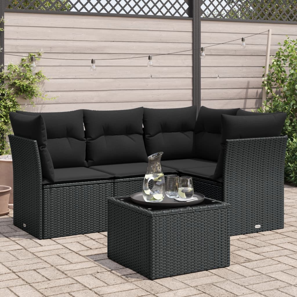 Set Divani da Giardino 5 pz con Cuscini in Polyrattan Nerocod mxl 111994