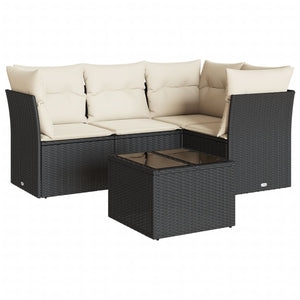 Set Divani da Giardino 5 pz con Cuscini in Polyrattan Nero 3249425