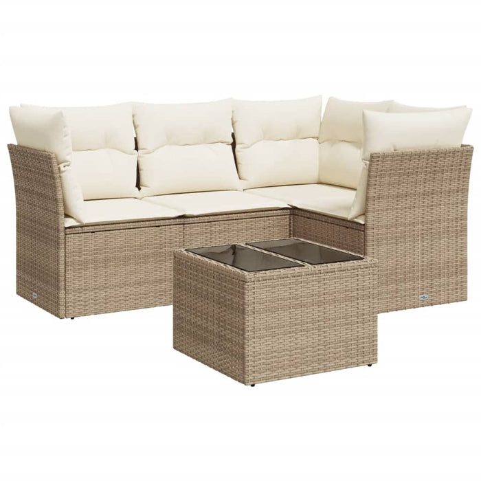 Set Divano da Giardino 5 pz con Cuscini Beige in Polyrattan 3249427