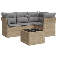 Set Divano da Giardino 5 pz con Cuscini Beige in Polyrattan 3249428