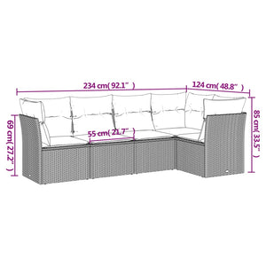 Set Divani da Giardino 5 pz con Cuscini in Polyrattan Nero 3249434