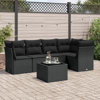 Set Divano da Giardino 6 pz con Cuscini Nero in Polyrattan 3249444