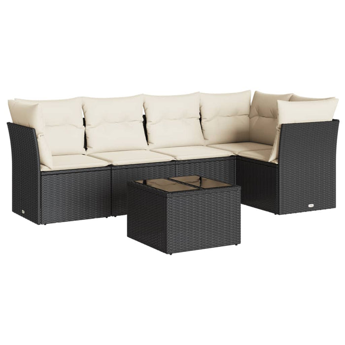 Set Divano da Giardino 6 pz con Cuscini Nero in Polyrattancod mxl 111254