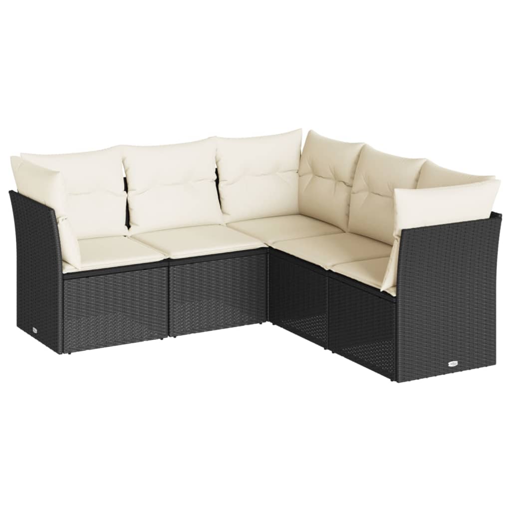 Set Divani da Giardino 5 pz con Cuscini in Polyrattan Nero 3249455