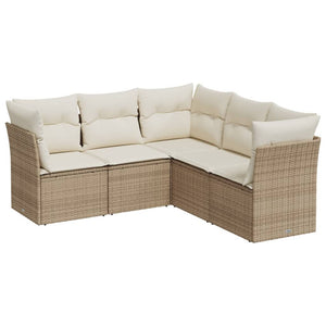 Set Divano da Giardino 5 pz con Cuscini Beige in Polyrattan 3249457