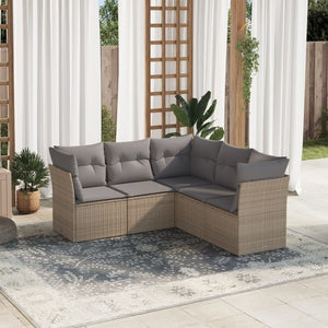 Set Divano da Giardino 5 pz con Cuscini Beige in Polyrattancod mxl 111268