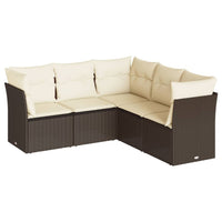 Set Divano da Giardino 5 pz con Cuscini Marrone in Polyrattan 3249462