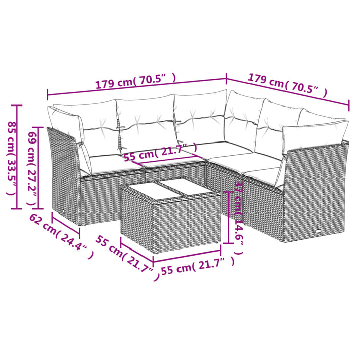 Set Divano da Giardino 6 pz con Cuscini Nero in Polyrattancod mxl 115406