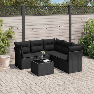 Set Divano da Giardino 6 pz con Cuscini Nero in Polyrattancod mxl 115406