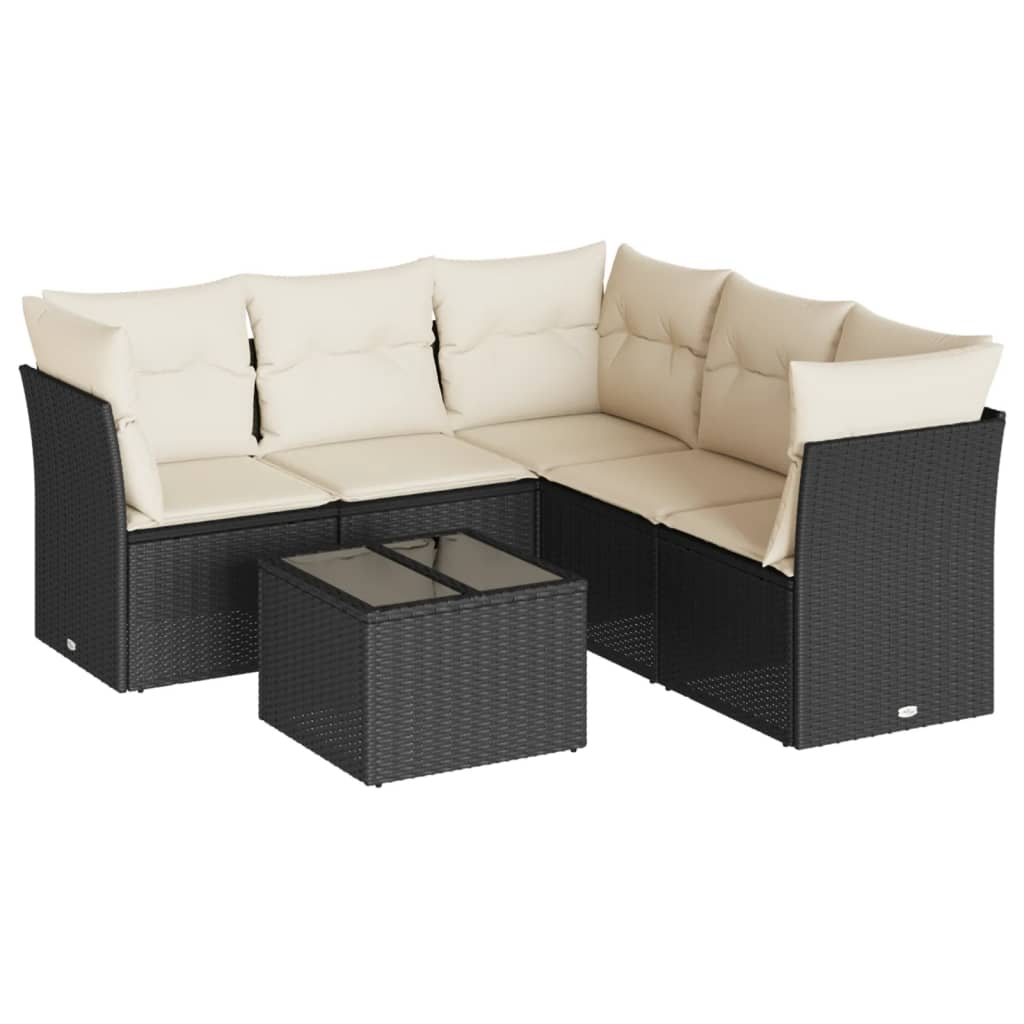 Set Divano da Giardino 6 pz con Cuscini Nero in Polyrattancod mxl 87256