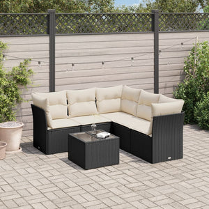 Set Divano da Giardino 6 pz con Cuscini Nero in Polyrattancod mxl 87256