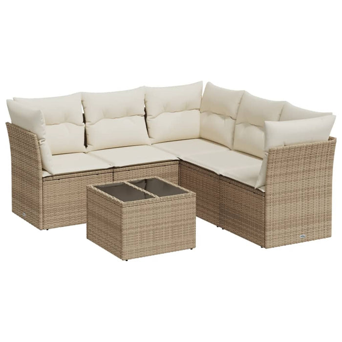 Set Divano da Giardino 6 pz con Cuscini Beige in Polyrattan 3249467