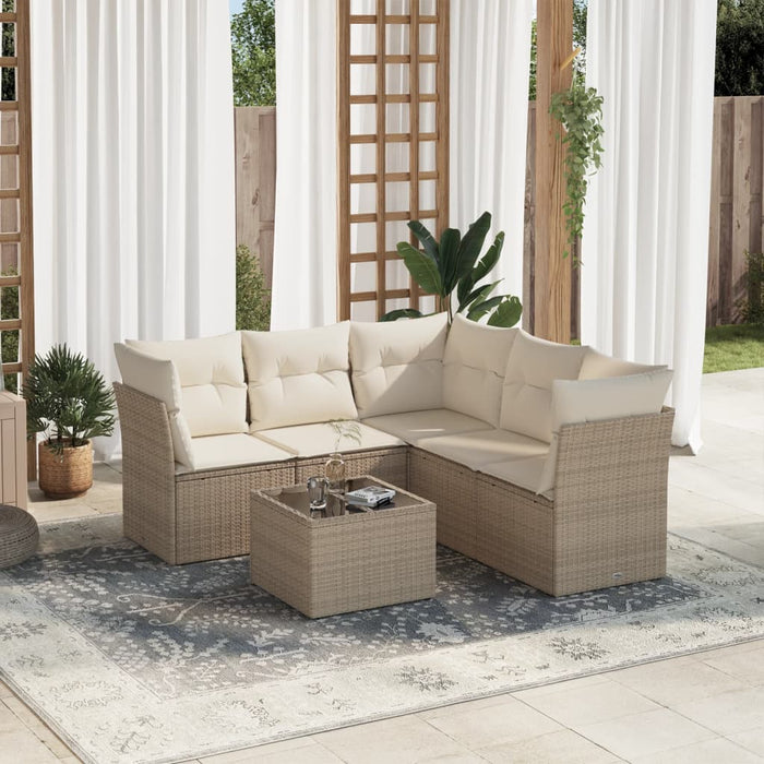 Set Divano da Giardino 6 pz con Cuscini Beige in Polyrattan 3249467