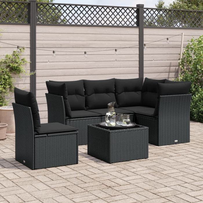 Set Divano da Giardino 6 pz con Cuscini Nero in Polyrattancod mxl 87253