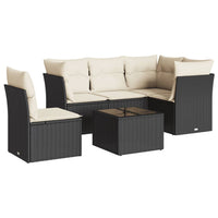 Set Divano da Giardino 6 pz con Cuscini Nero in Polyrattancod mxl 111270