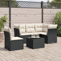 Set Divano da Giardino 6 pz con Cuscini Nero in Polyrattancod mxl 111270