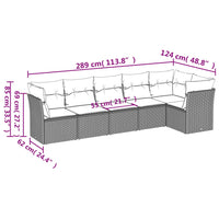 Set Divano da Giardino 6 pz con Cuscini Nero in Polyrattan 3249494