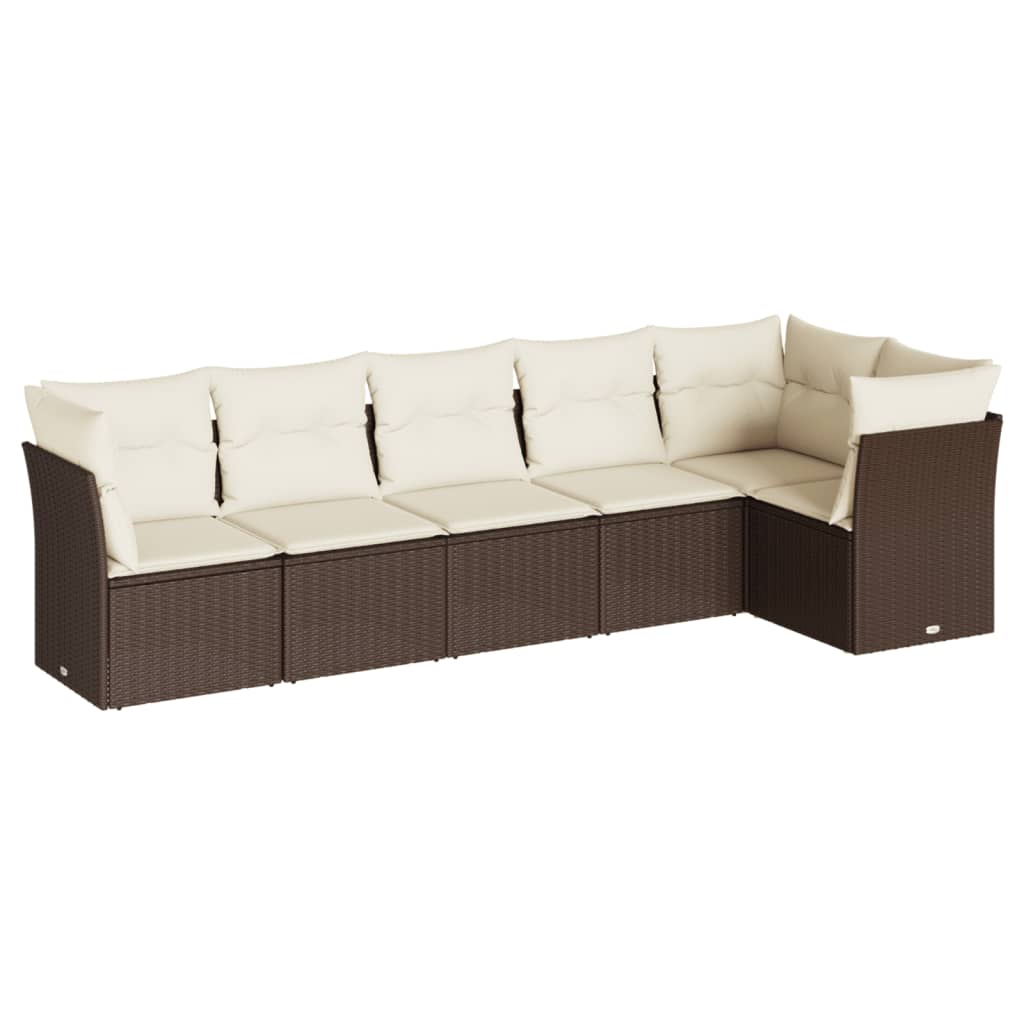 Set Divano da Giardino 6 pz con Cuscini Marrone in Polyrattancod mxl 111253