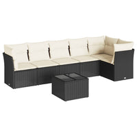 Set Divani da Giardino con Cuscini 7pz Nero Polyrattan 3249505