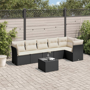 Set Divani da Giardino con Cuscini 7pz Nero Polyrattan 3249505