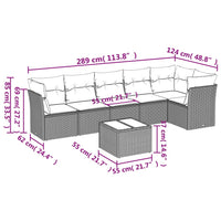 Set Divani da Giardino 7 pz con Cuscini Grigio in Polyrattan 3249509