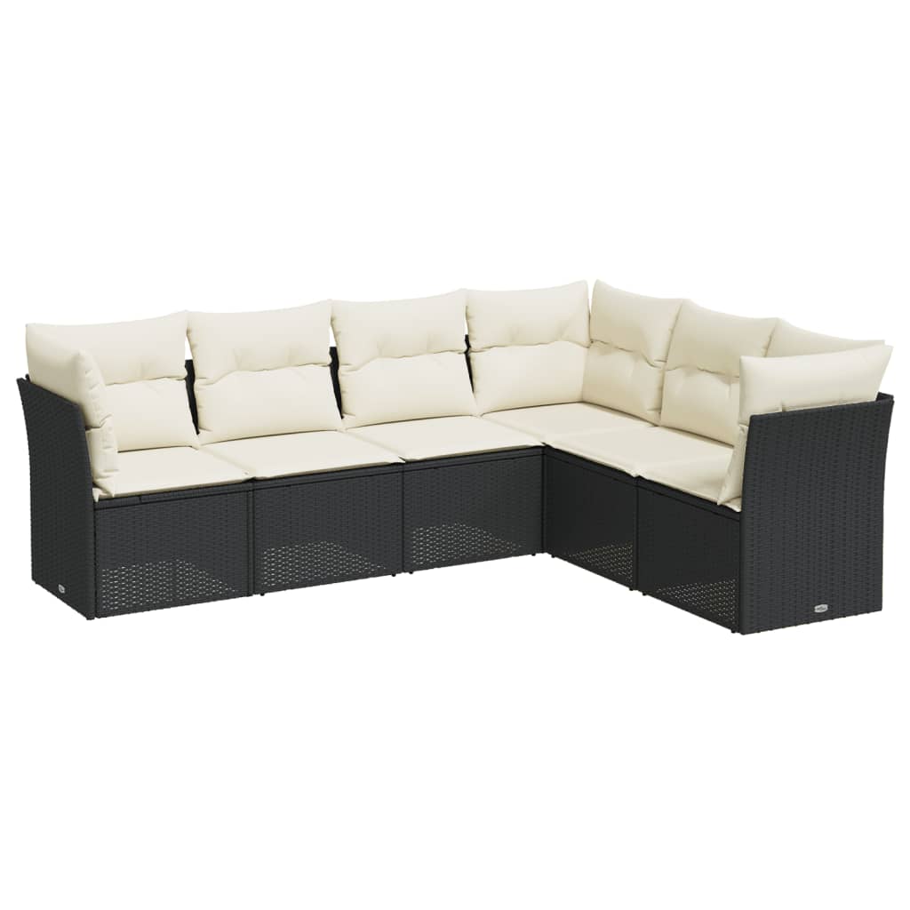 Set Divano da Giardino 6 pz con Cuscini Nero in Polyrattancod mxl 92382