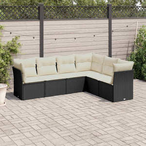 Set Divano da Giardino 6 pz con Cuscini Nero in Polyrattancod mxl 92382